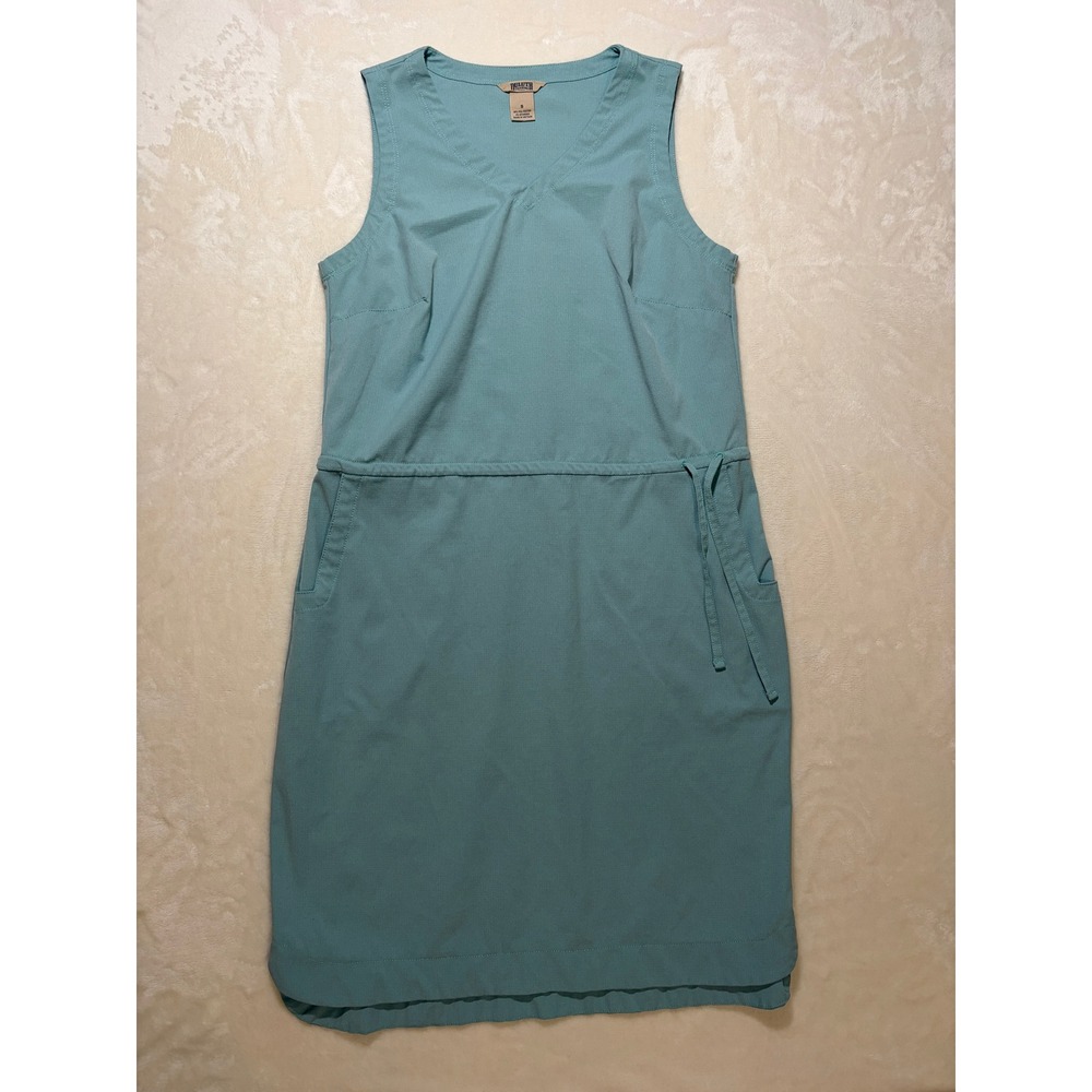 Duluth Trading Co Teal Sleeveless Drawstring Waist Dress Womens Small Excellent